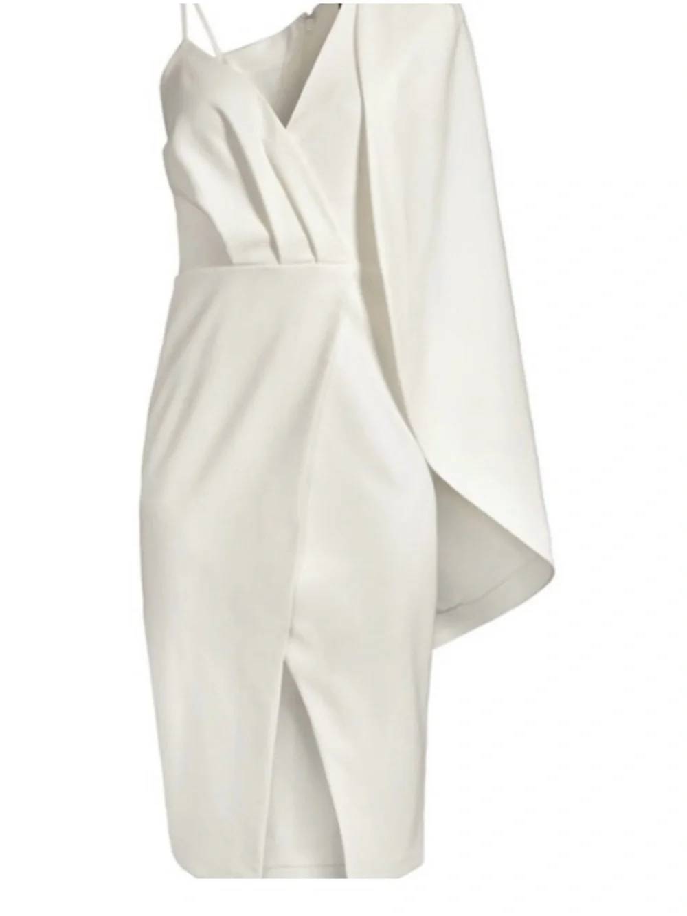 Lavish Alice Half Cape Capelet One Shoulder Wrap Sheath White Dress sz 2 - Picture 1 of 10